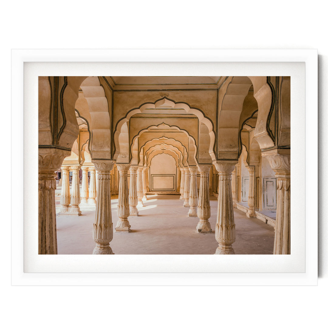 Archway, Amber Fort, Jaipur, India print in a white frame with white mat