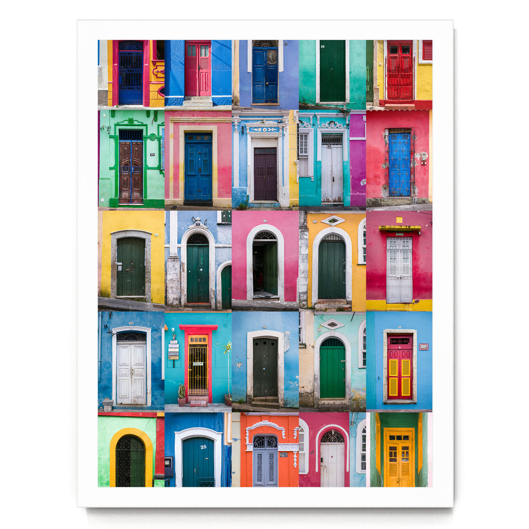 Colorful Doors of Brazil I print in a white frame without mat