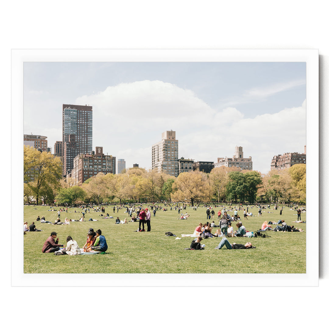 Sheep Meadow, Central Park, New York City print in a white frame without mat