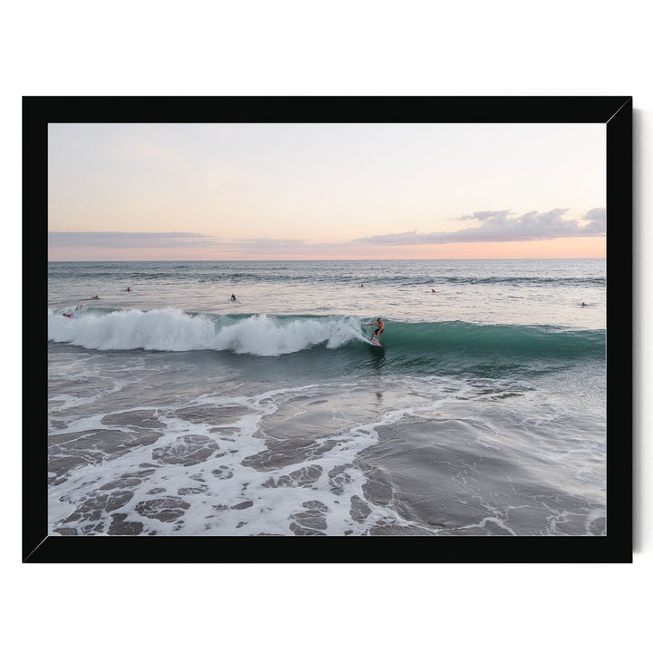 Riding the Wave at Sunset II, Costa Rica print in a black frame without mat