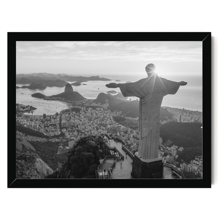 Christ the Redeemer, Rio de Janeiro, Brazil – B&amp;W print in a black frame without mat