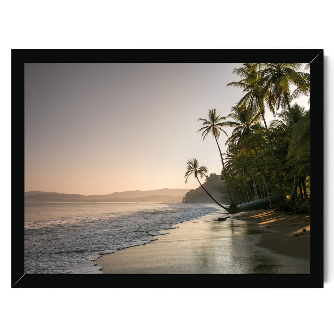 Palm Beach at Dawn, Drake Bay, Costa Rica print in a black frame without mat