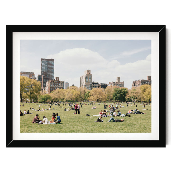 Sheep Meadow, Central Park, New York City print in a black frame with white mat
