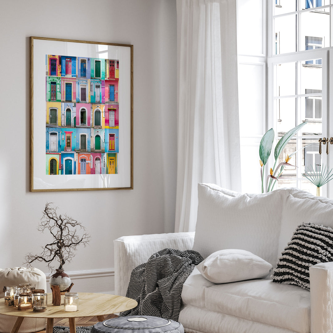 Colorful Doors of Brazil I wall art in a modern interior