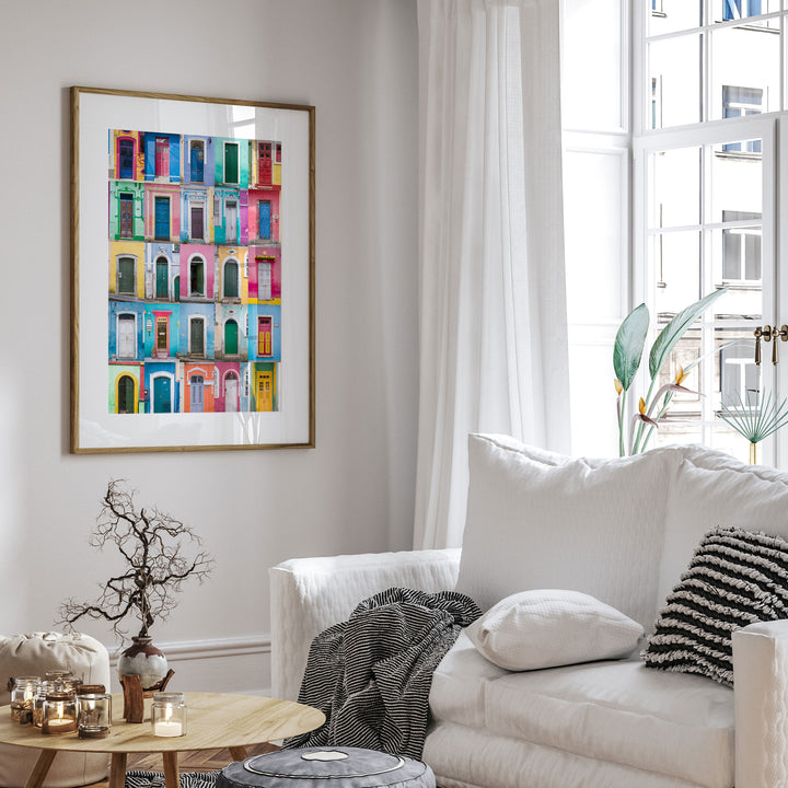 Colorful Doors of Brazil I wall art in a modern interior