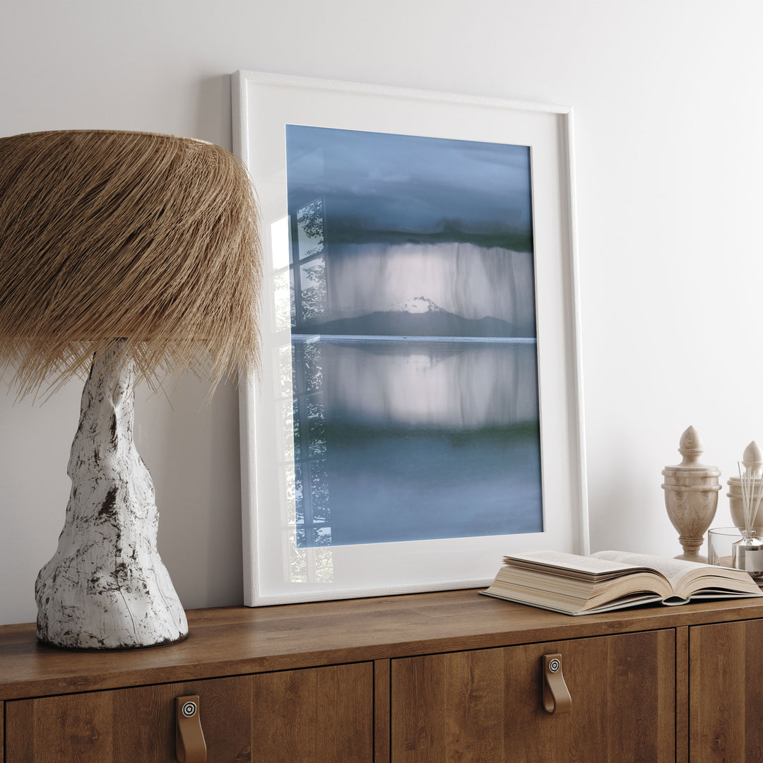 Storm over Salar de Uyuni I, Bolivia print displayed in a bedroom setting