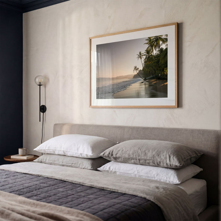 Palm Beach at Dawn, Drake Bay, Costa Rica framed print styled on the wall