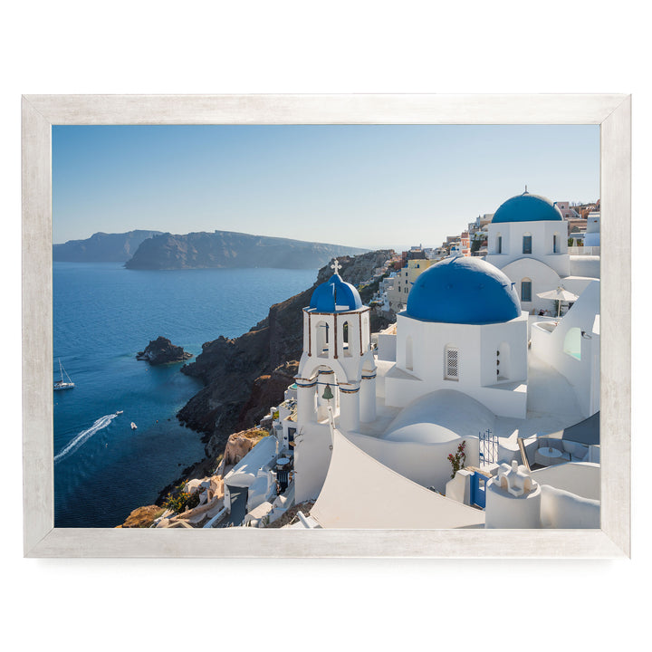 Blue Santorini, Oia, Greece print in a silver frame without mat