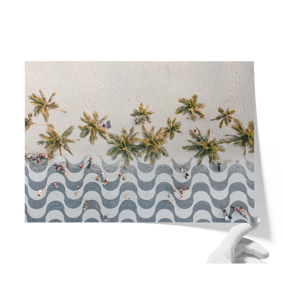 Copacabana Promenade from Above, Rio de Janeiro, Brazil unframed print on matte fine art paper