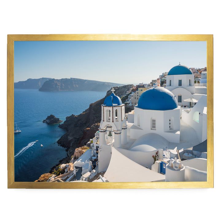 Blue Santorini, Oia, Greece print in a gold frame without mat