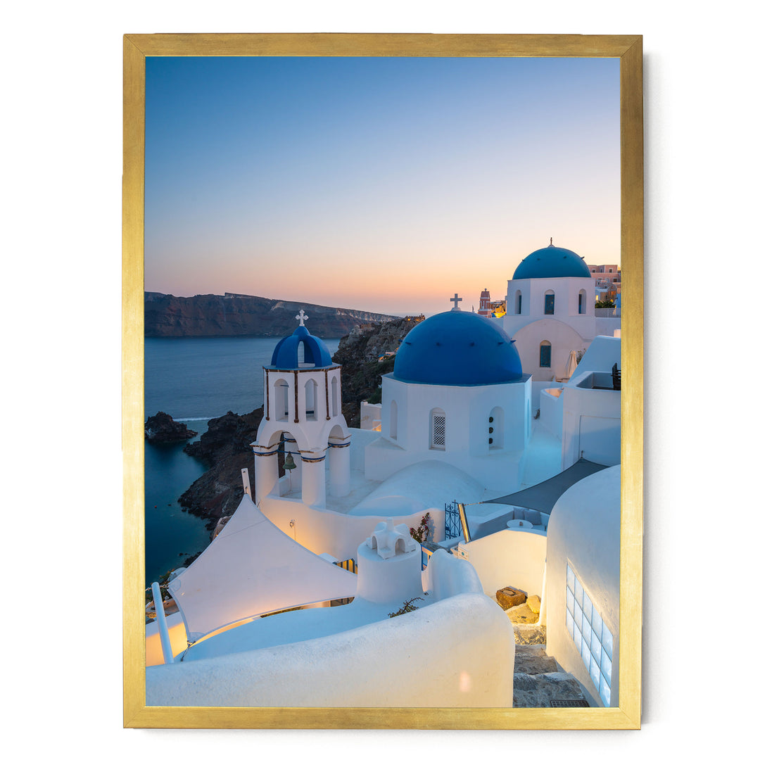 Iconic Santorini III, Oia, Greece print in a gold frame without mat