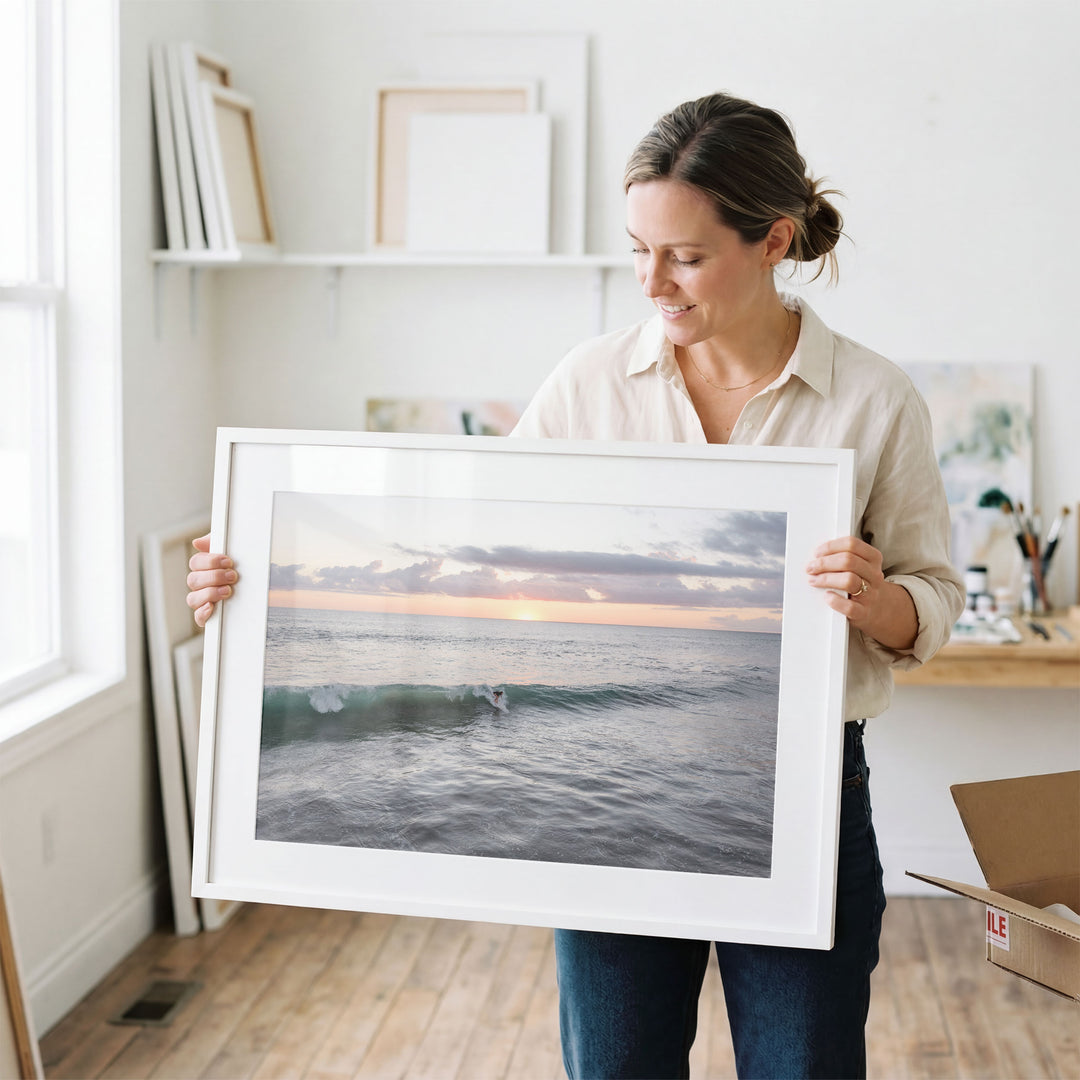 Riding the Wave at Sunset I, Costa Rica wall art in a contemporary home