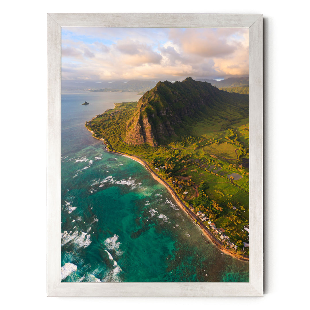 Oahu Sunrise II, Hawaii print in a silver frame without mat