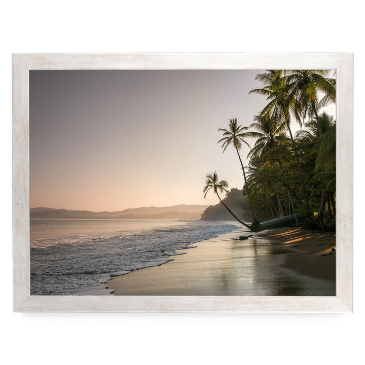 Palm Beach at Dawn, Drake Bay, Costa Rica print in a silver frame without mat