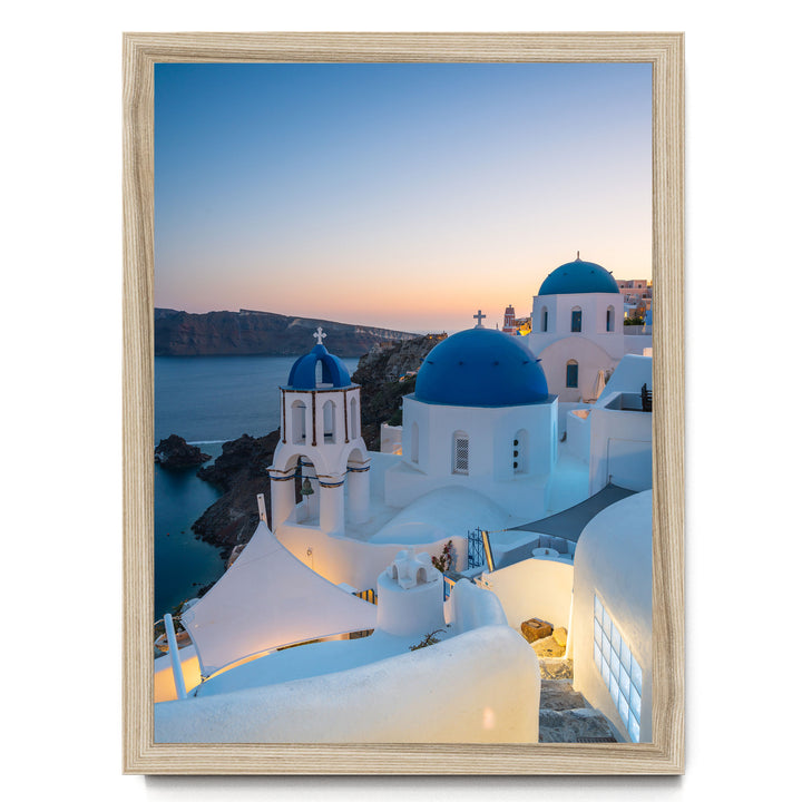Iconic Santorini III, Oia, Greece print in a natural wood frame without mat