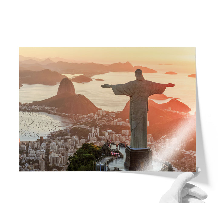 Christ the Redeemer at Golden Hour, Rio de Janeiro, Brazil unframed print on lustre photo paper