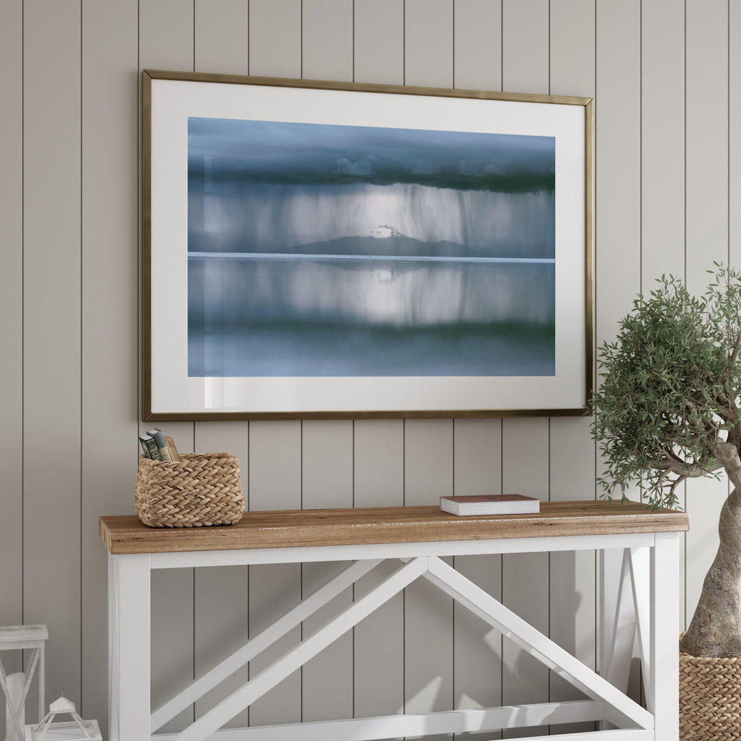 Storm over Salar de Uyuni II, Bolivia framed wall art in a home interior