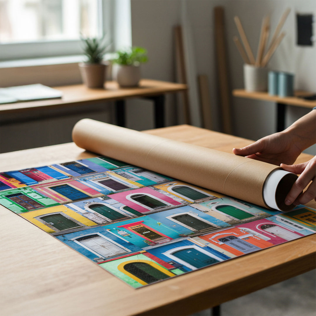 Colorful Doors of Brazil I rolled poster print mockup