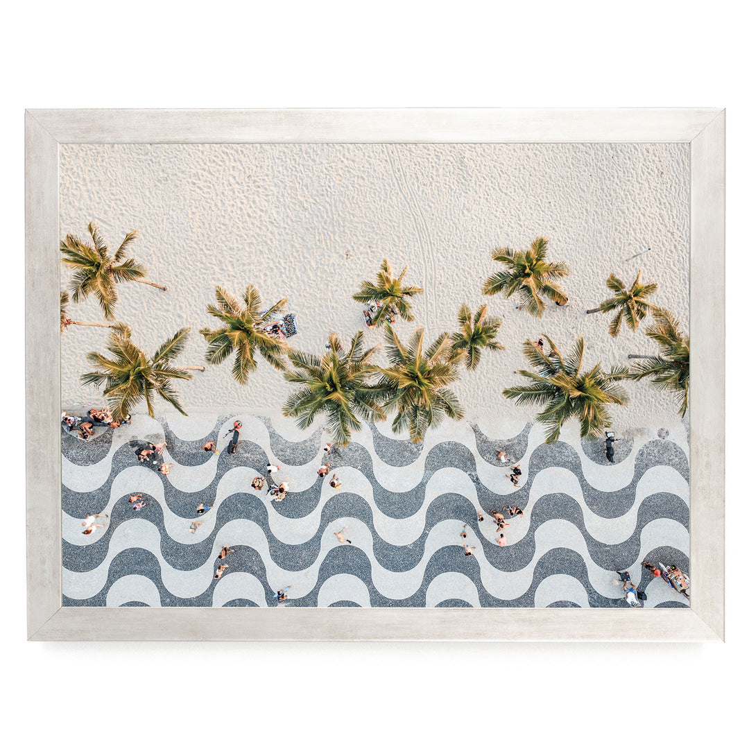 Copacabana Promenade from Above, Rio de Janeiro, Brazil print in a silver frame without mat