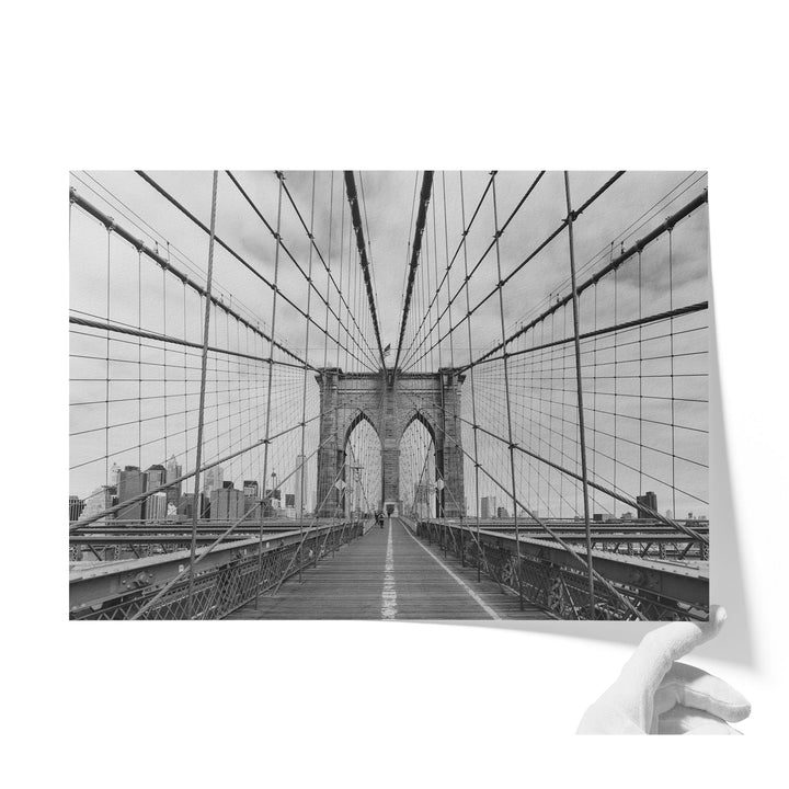 Brooklyn Bridge Walkway, New York City – B&amp;W unframed print on matte fine art paper
