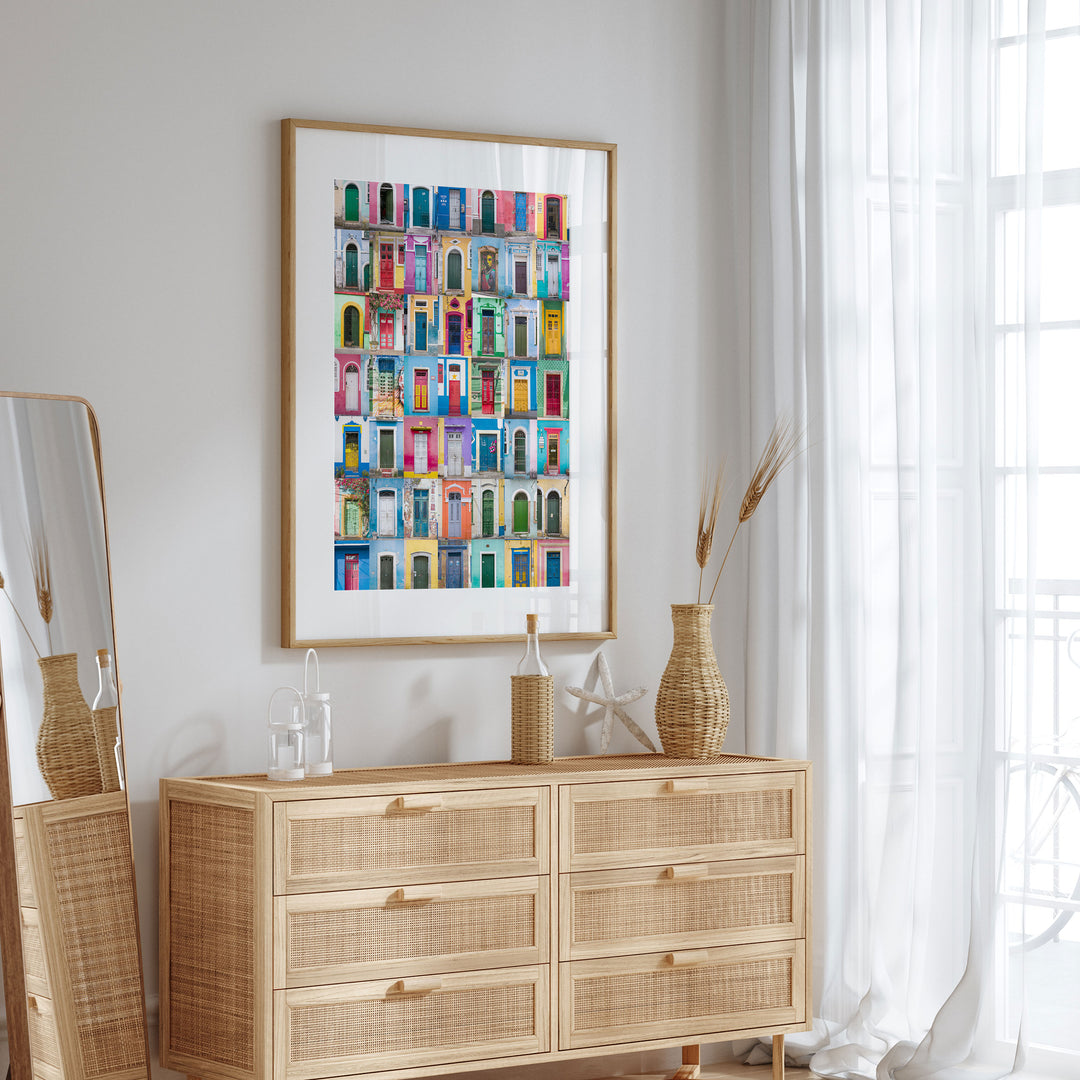 Colorful Doors of Brazil III wall art in a contemporary home