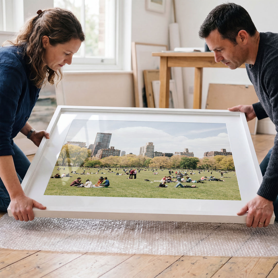 Sheep Meadow, Central Park, New York City framed wall art in a cozy interior