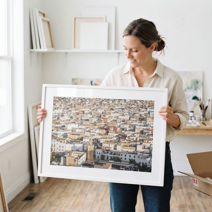 Medina of Rabat from Above, Morocco wall art in a contemporary home