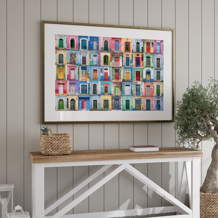 Colorful Doors of Brazil IV framed wall art in a home interior