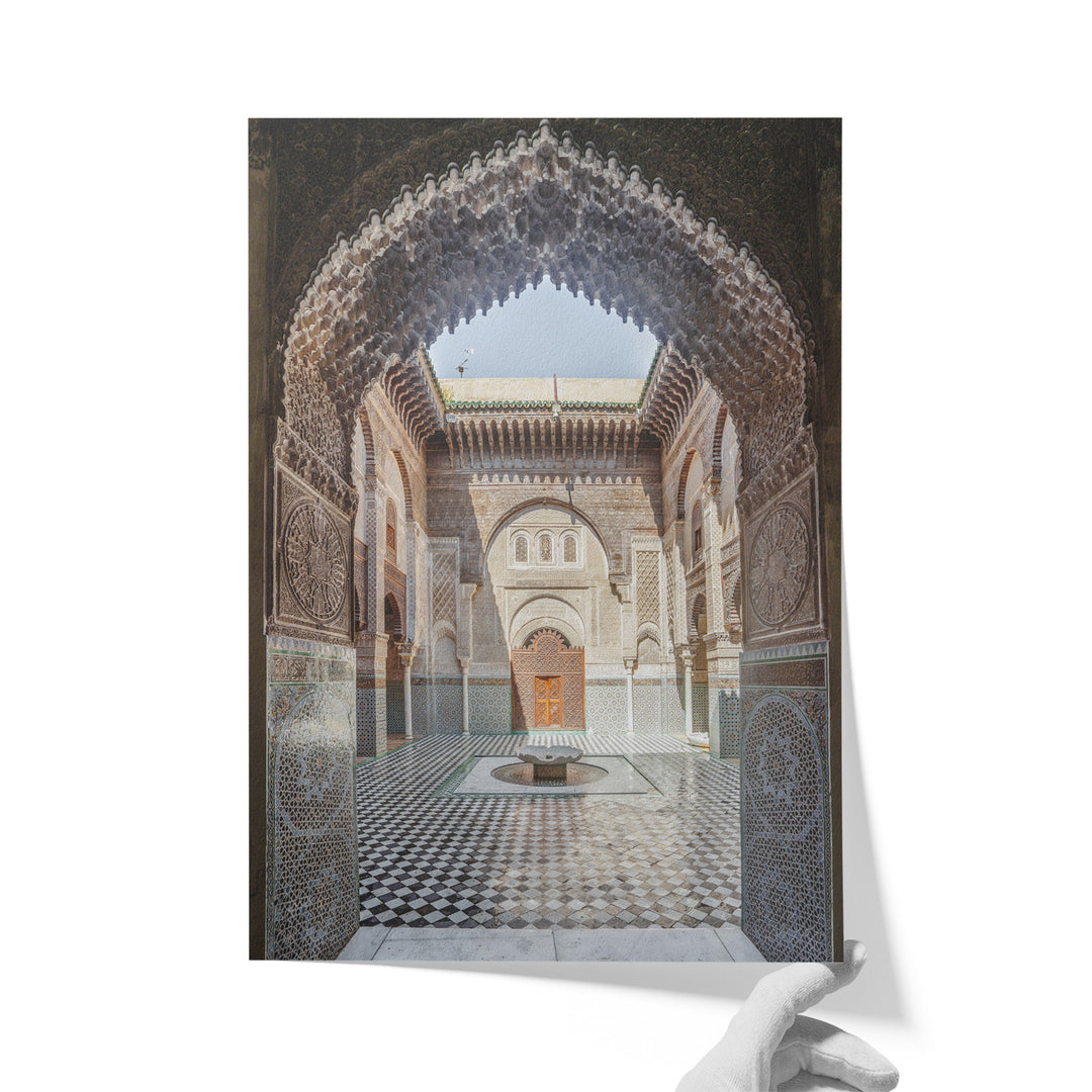 Ornate Madrasa Archway, Fes, Morocco unframed print on matte fine art paper
