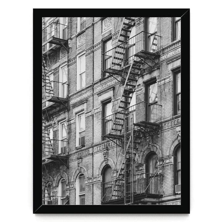 Fire Escapes, New York City – B&amp;W print in a black frame without mat