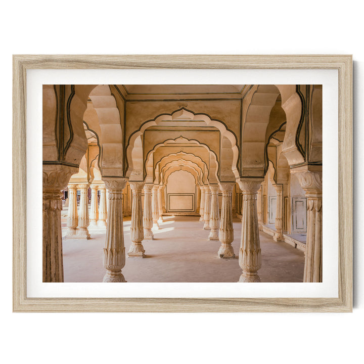 Archway, Amber Fort, Jaipur, India fine art print in a natural wood frame with white mat