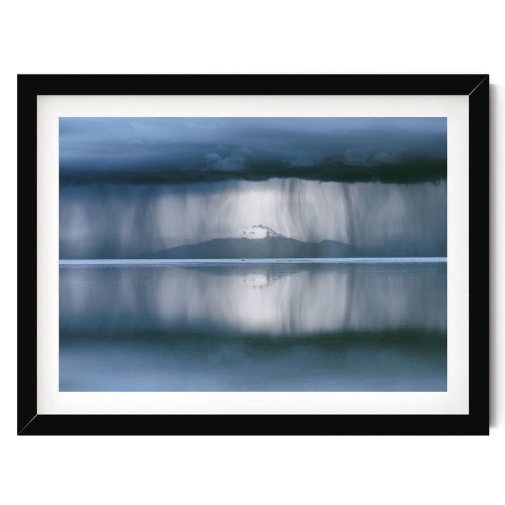 Storm over Salar de Uyuni II, Bolivia print in a black frame with white mat