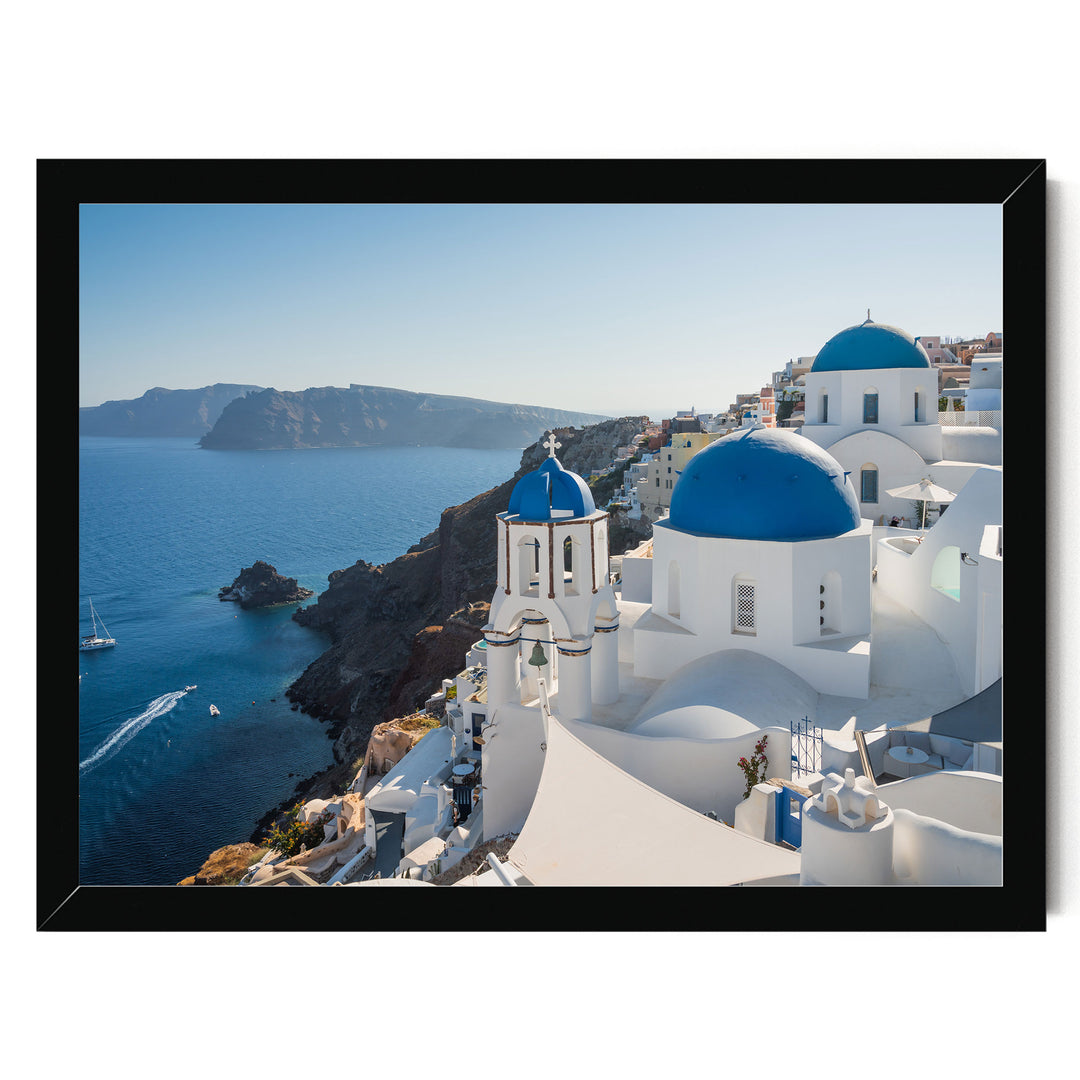 Blue Santorini, Oia, Greece print in a black frame without mat