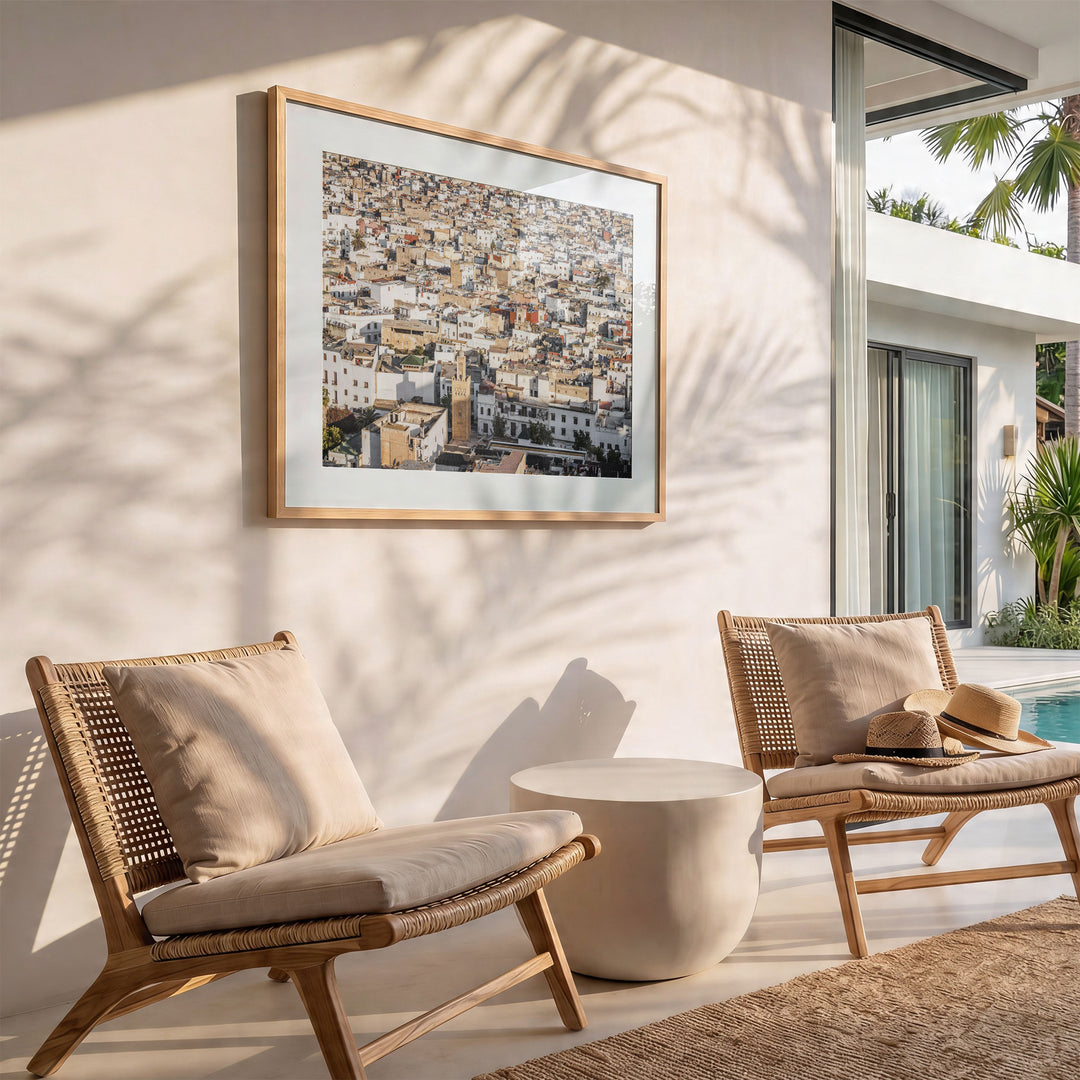 Medina of Rabat from Above, Morocco wall art in a modern interior