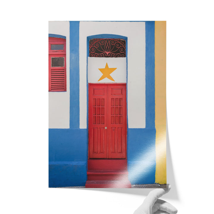 Red Door with Yellow Star, Olinda, Brazil unframed print on lustre photo paper