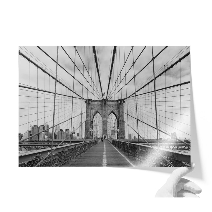 Brooklyn Bridge Walkway, New York City – B&amp;W unframed print on lustre photo paper