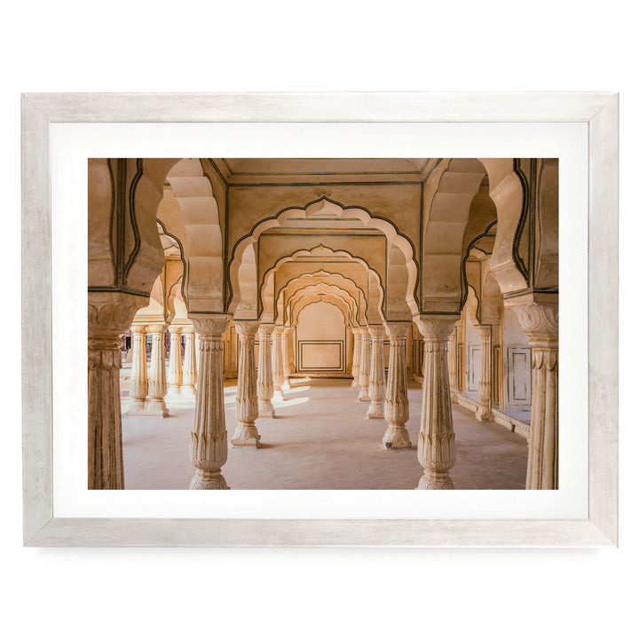 Archway, Amber Fort, Jaipur, India print in a silver frame with white mat