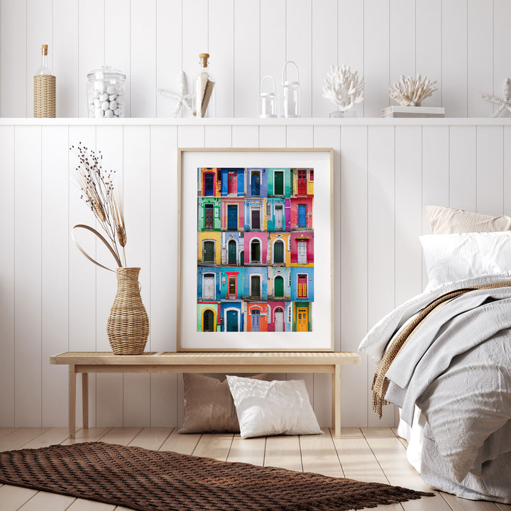 Colorful Doors of Brazil I framed wall art in a home interior