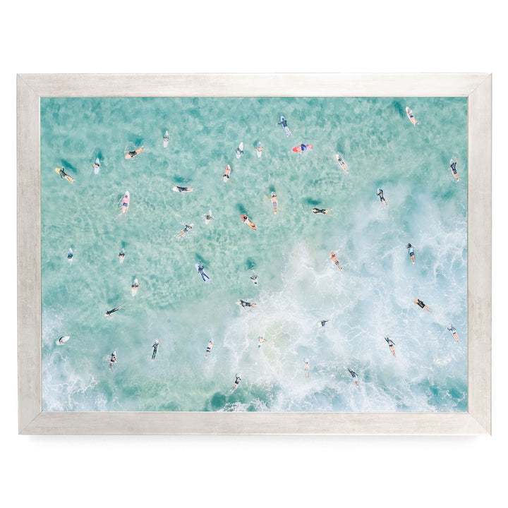 Bondi Beach surfers print in a silver frame, no mat
