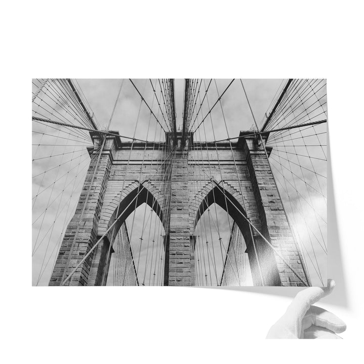 Brooklyn Bridge Tower, New York City – B&amp;W unframed print on lustre photo paper