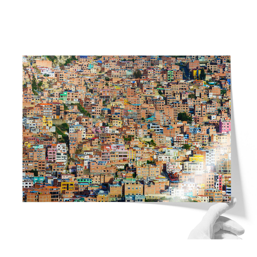 Colorful Houses of La Paz, Bolivia unframed print on lustre photo paper