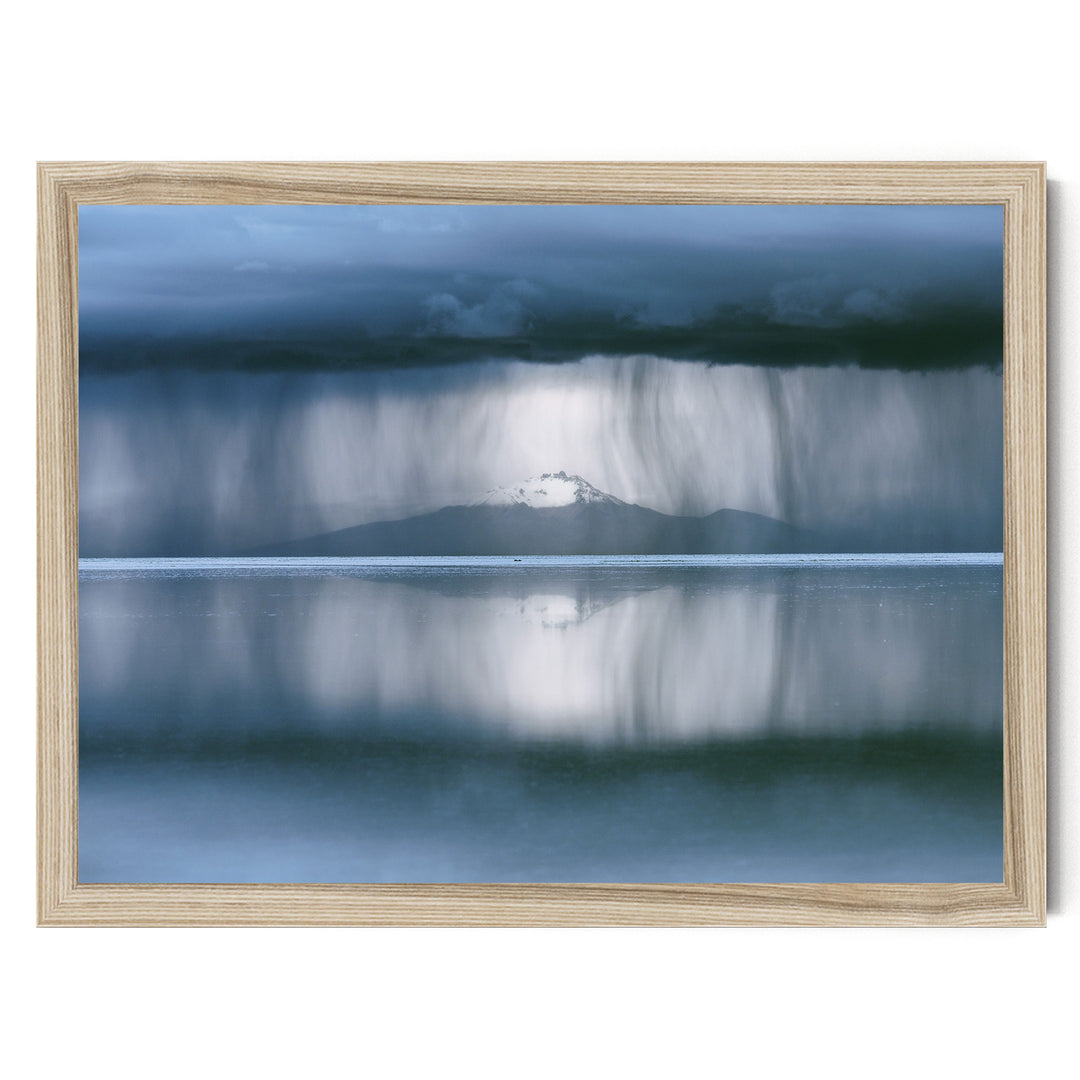Storm over Salar de Uyuni II, Bolivia print in a natural wood frame without mat