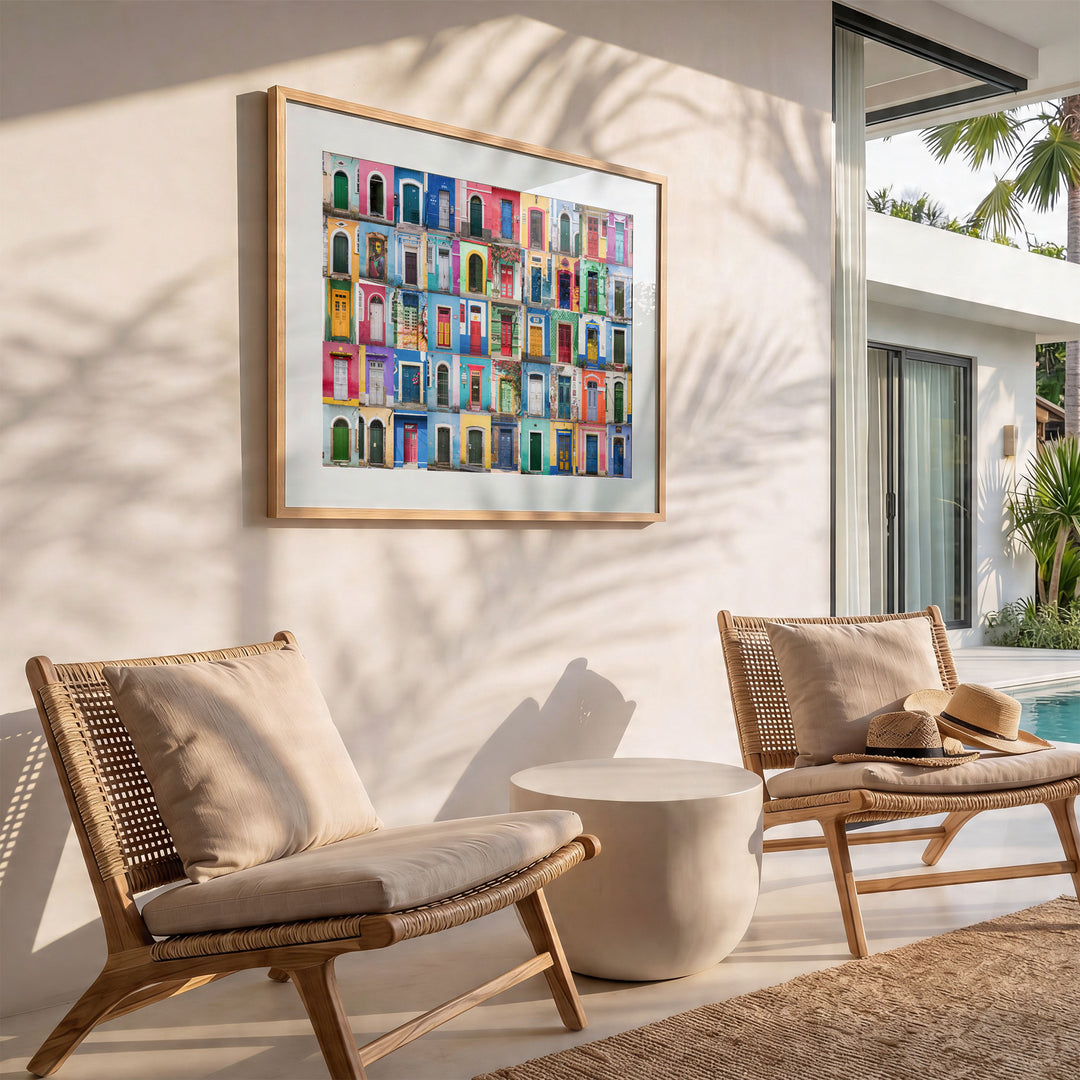 Colorful Doors of Brazil IV wall art in a modern interior