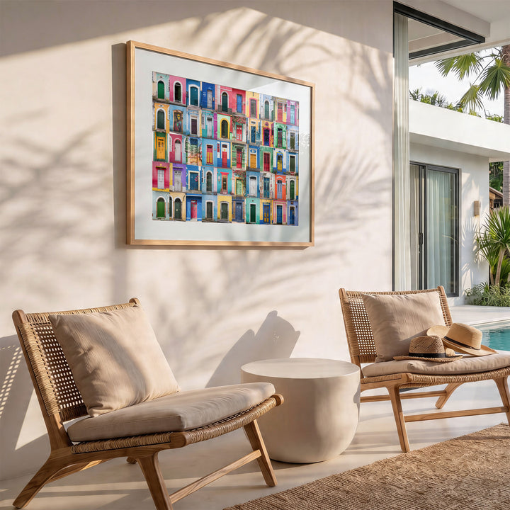 Colorful Doors of Brazil IV wall art in a modern interior