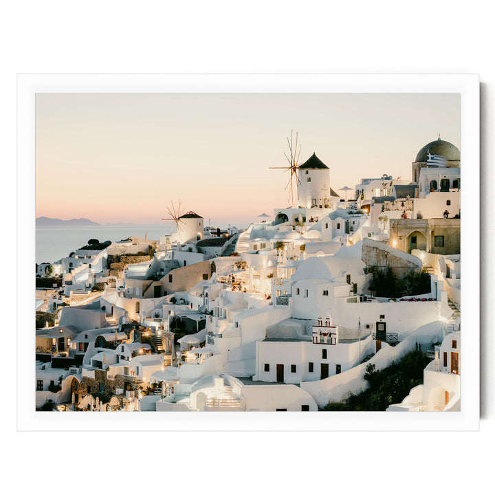 Sunset in Oia IV, Santorini, Greece print in a white frame without mat