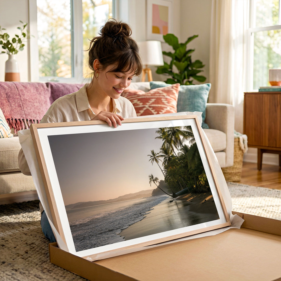 Palm Beach at Dawn, Drake Bay, Costa Rica framed photography print in a lifestyle setting