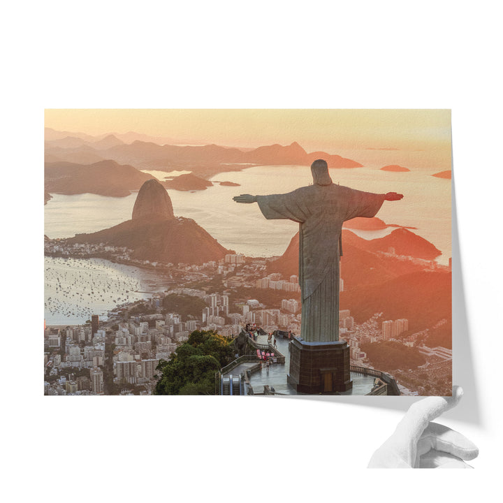 Christ the Redeemer at Golden Hour, Rio de Janeiro, Brazil unframed print on matte fine art paper