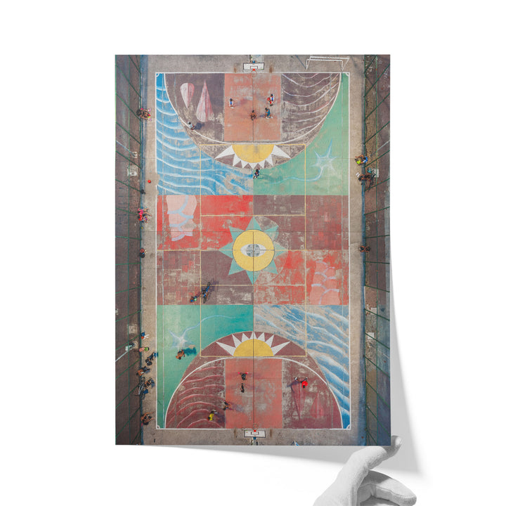 Painted Basketball Court from Above, Brazil unframed print on matte fine art paper