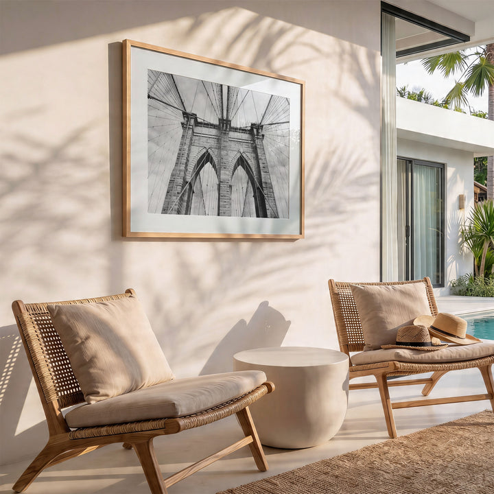 Brooklyn Bridge Tower, New York City – B&amp;W wall art in a modern interior