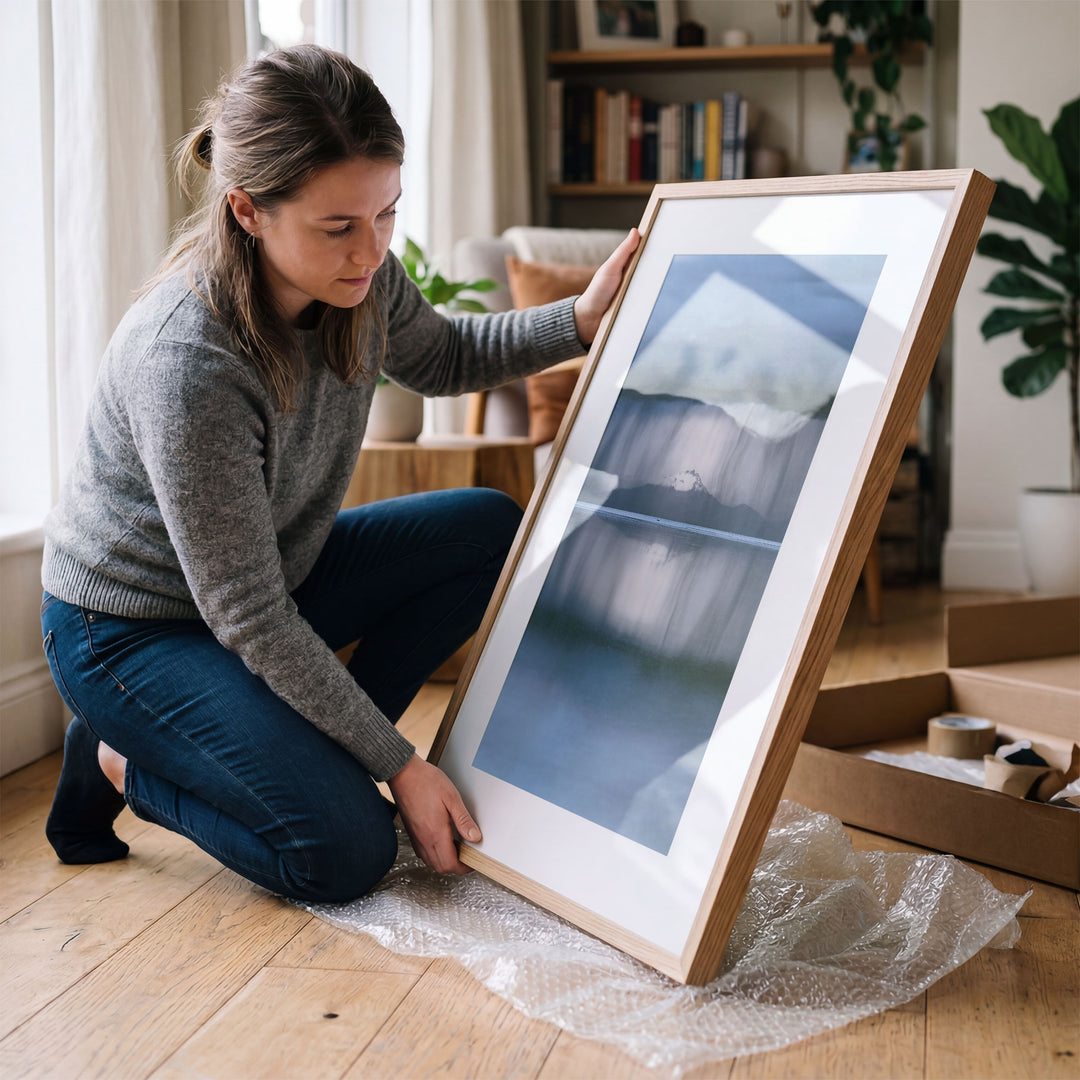 Storm over Salar de Uyuni I, Bolivia framed print hanging in a styled interior
